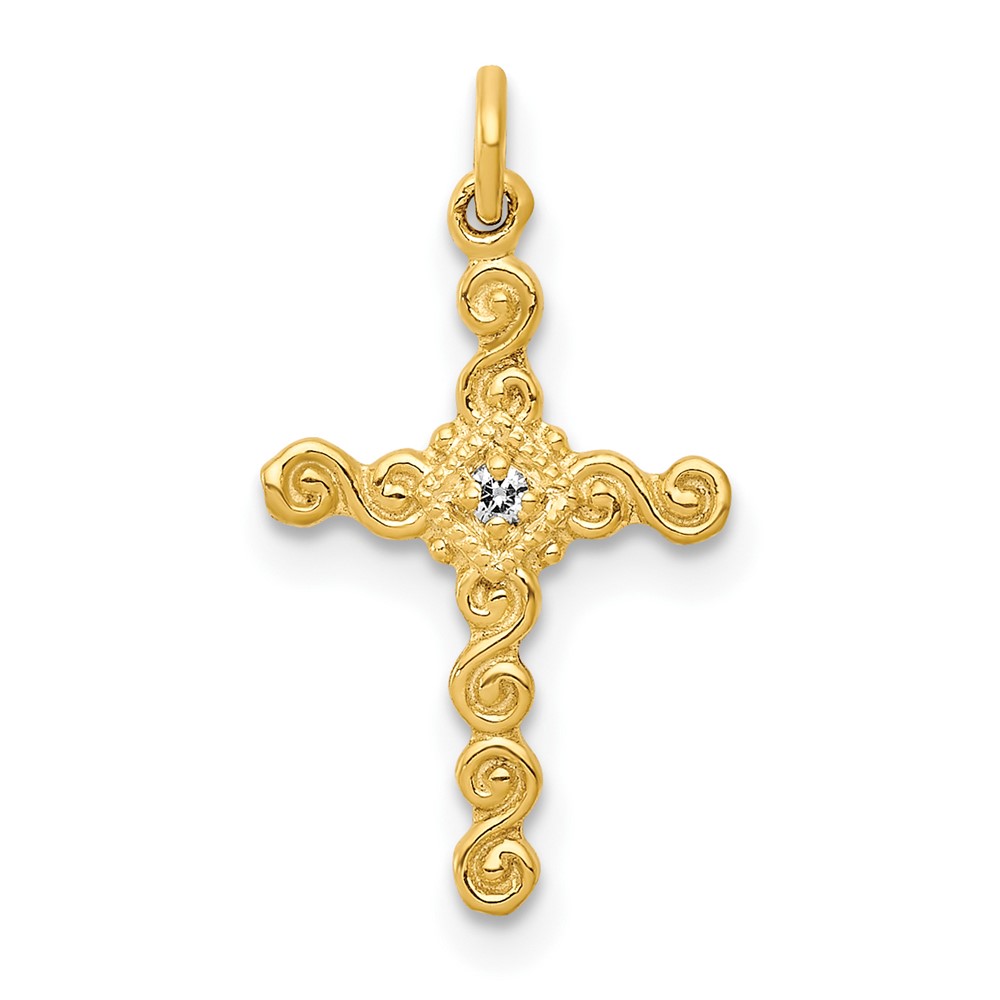 10K Small .01ct. Diamond Cross Charm (PM5027-001-1YA)