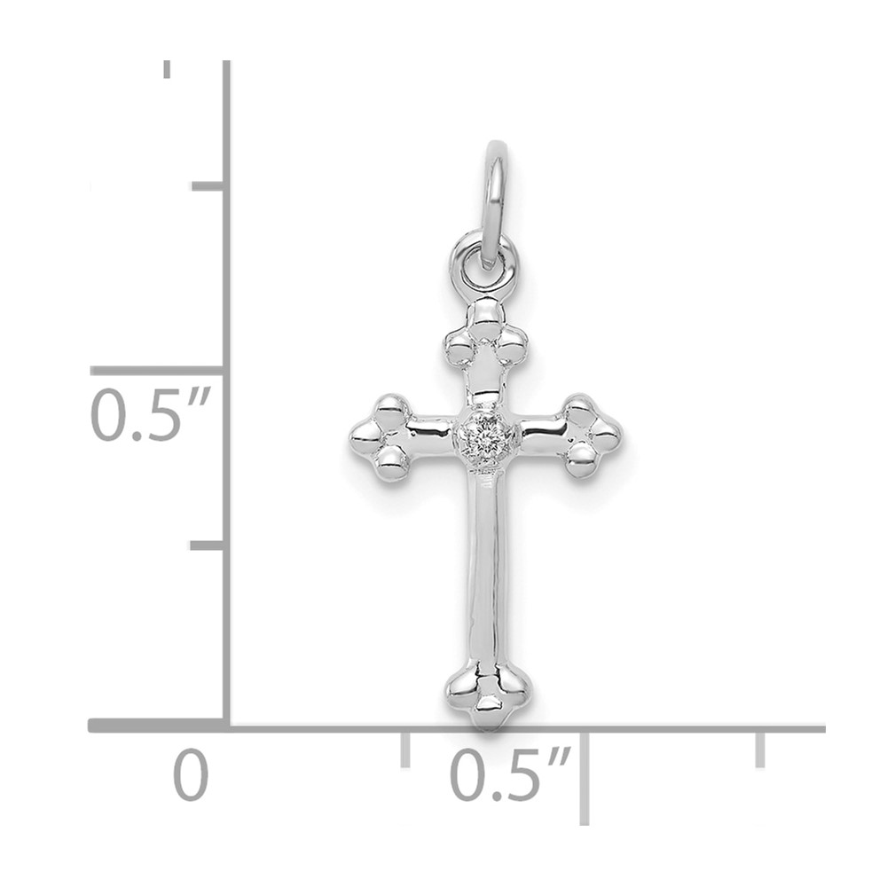10K White Gold Small Diamond Budded Cross Pendant (PM5030-002-1WA)