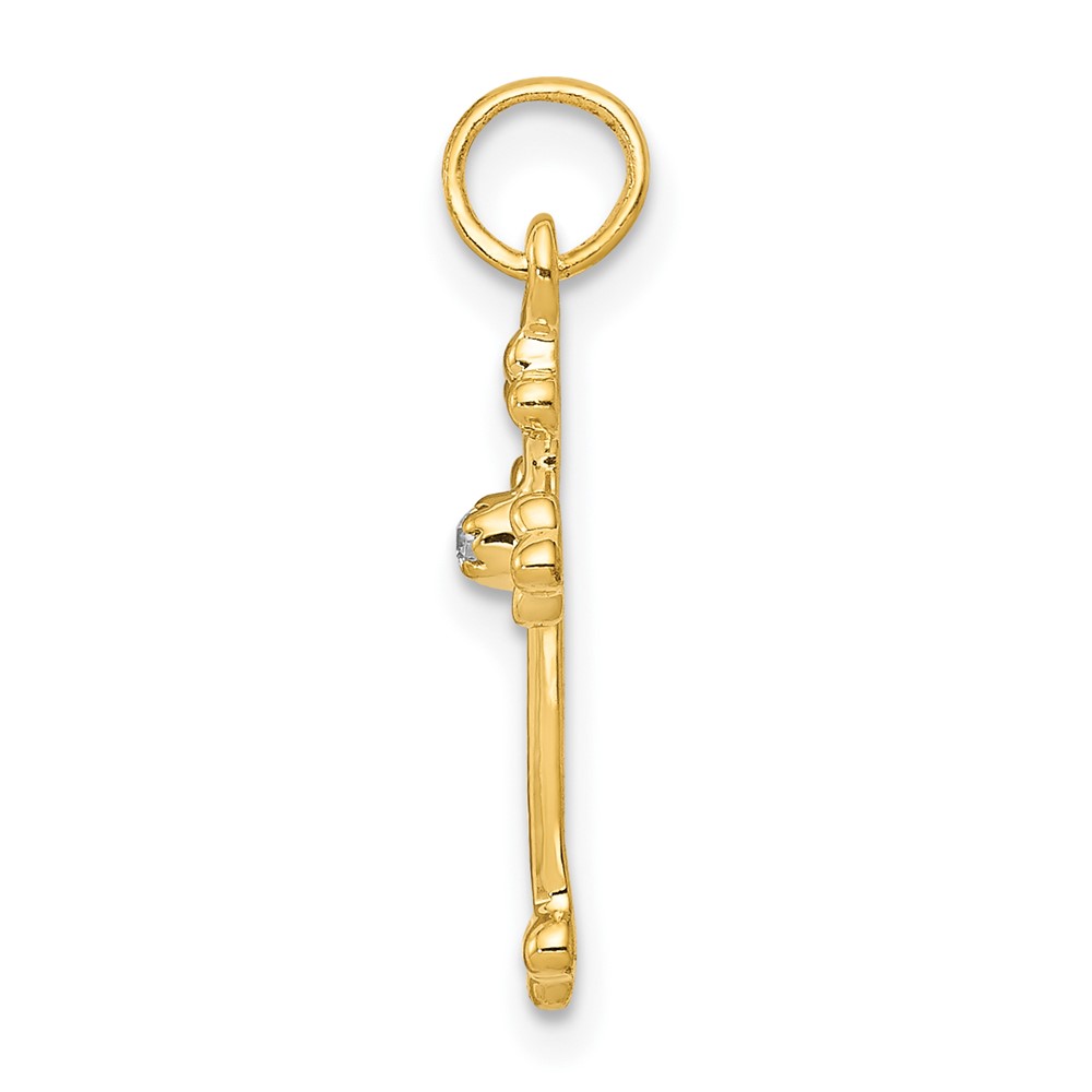 10K Small Diamond Budded Cross Pendant (PM5030-002-1YA)