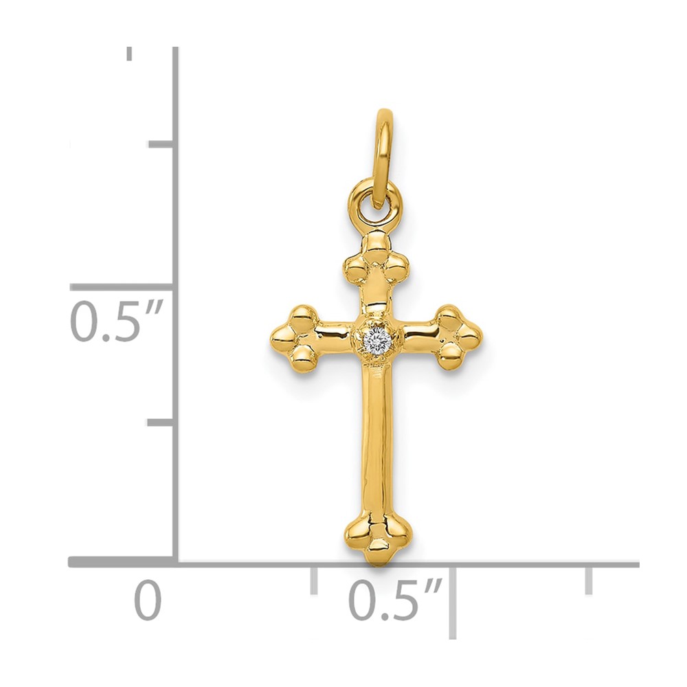 10K Small Diamond Budded Cross Pendant (PM5030-002-1YA)