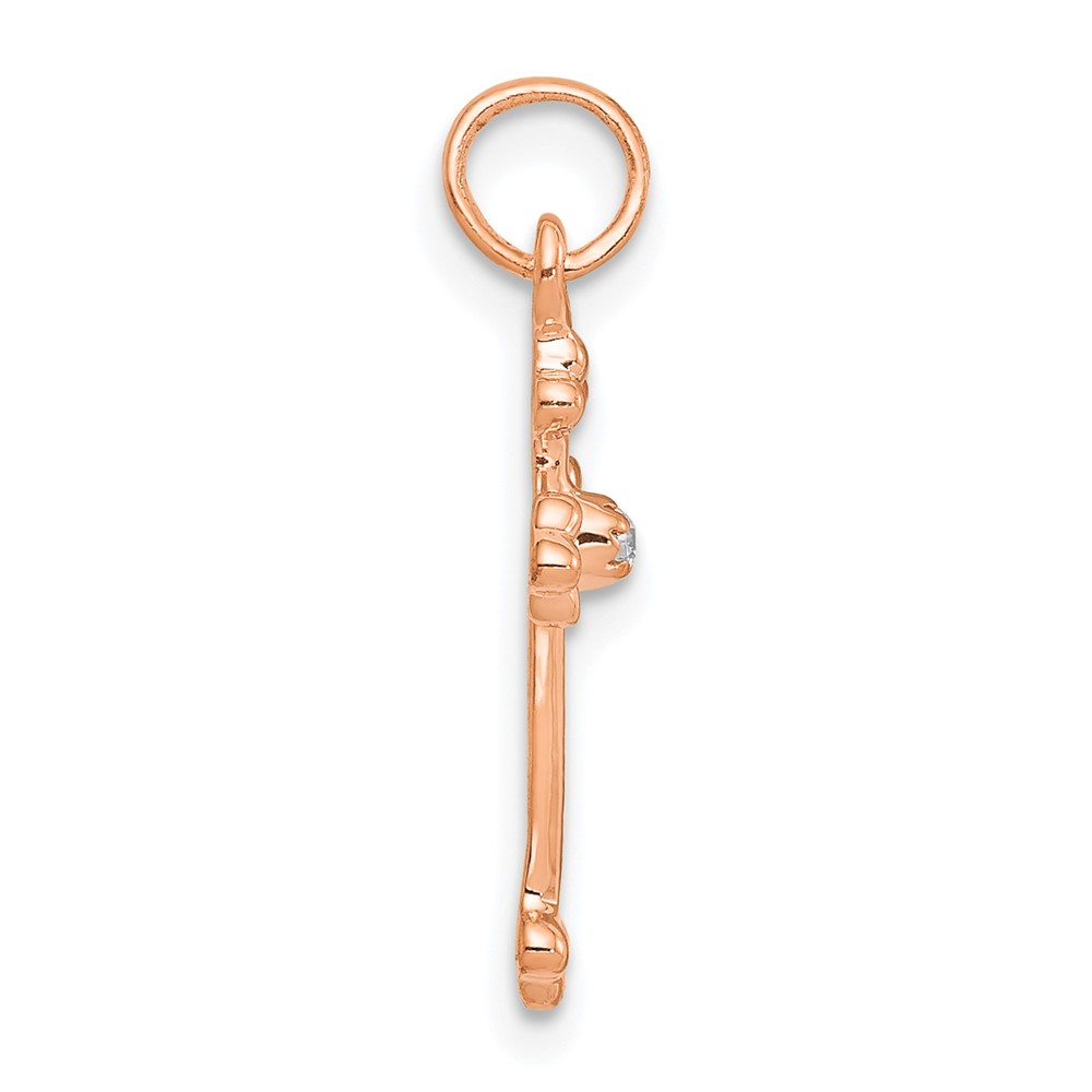 14k Rose Gold Small Diamond Budded Cross Pendant (PM5030-002-RA)