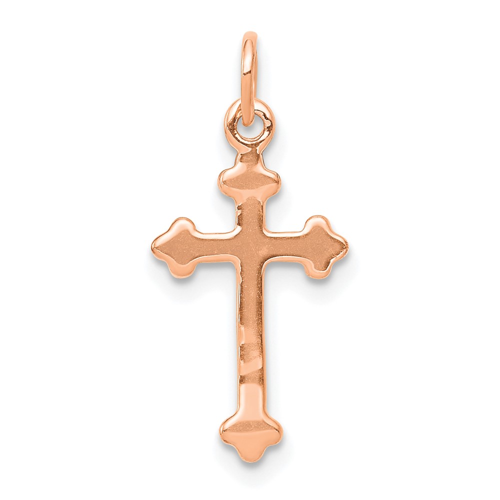 14k Rose Gold Small Diamond Budded Cross Pendant (PM5030-002-RA)