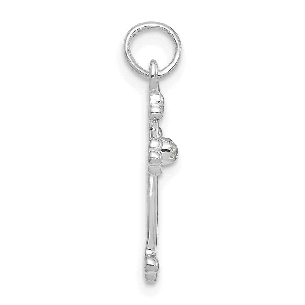 14k White Gold Small Diamond Budded Cross Pendant (PM5030-002-WA)