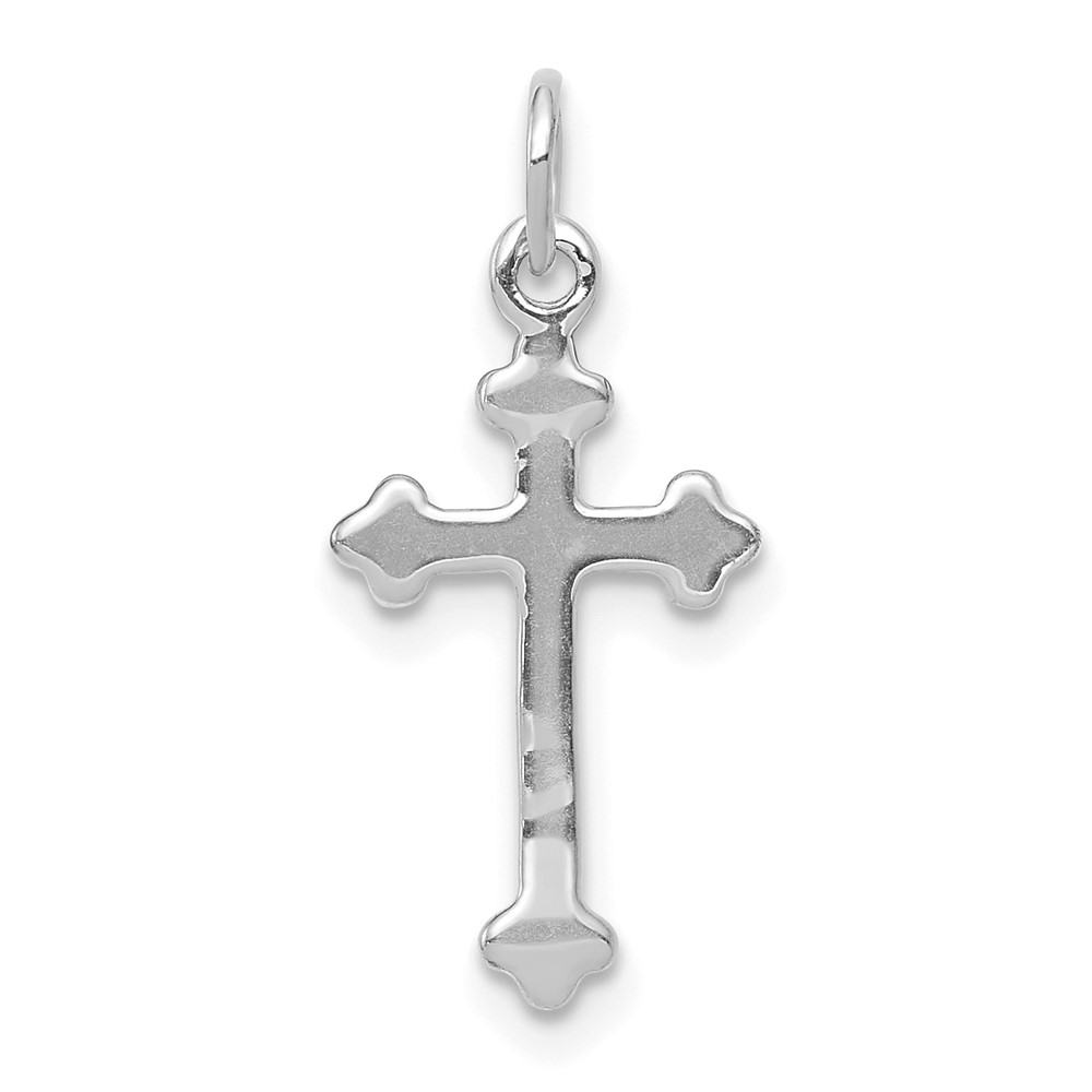 14k White Gold Small Diamond Budded Cross Pendant (PM5030-002-WA)