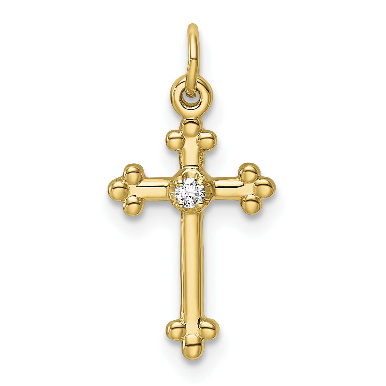 10K Small Diamond Budded Cross Pendant (PM5030-002-1YA)