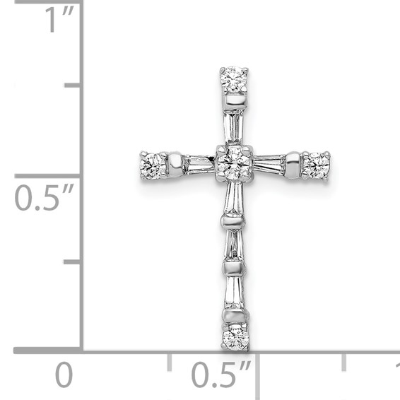 14k White Gold 1/3 carat Diamond Cross Chain Slide
