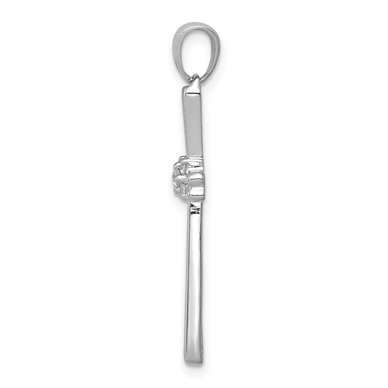 14k White Gold 1/20 carat Diamond Cross Pendant