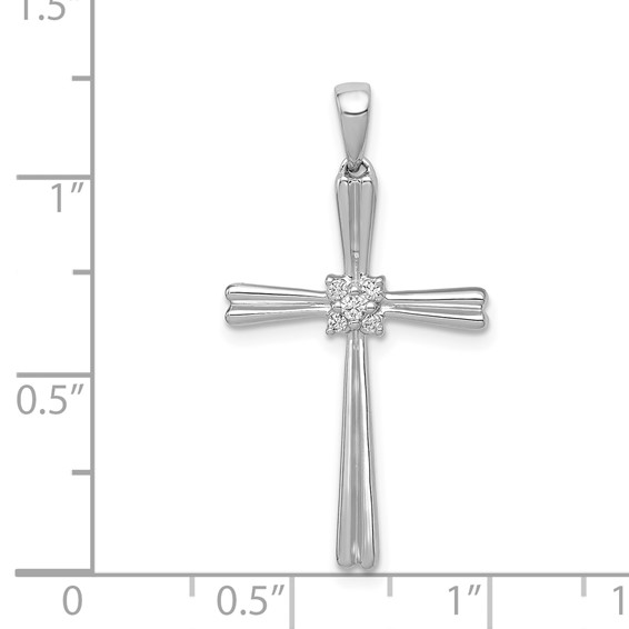 14k White Gold 1/20 carat Diamond Cross Pendant