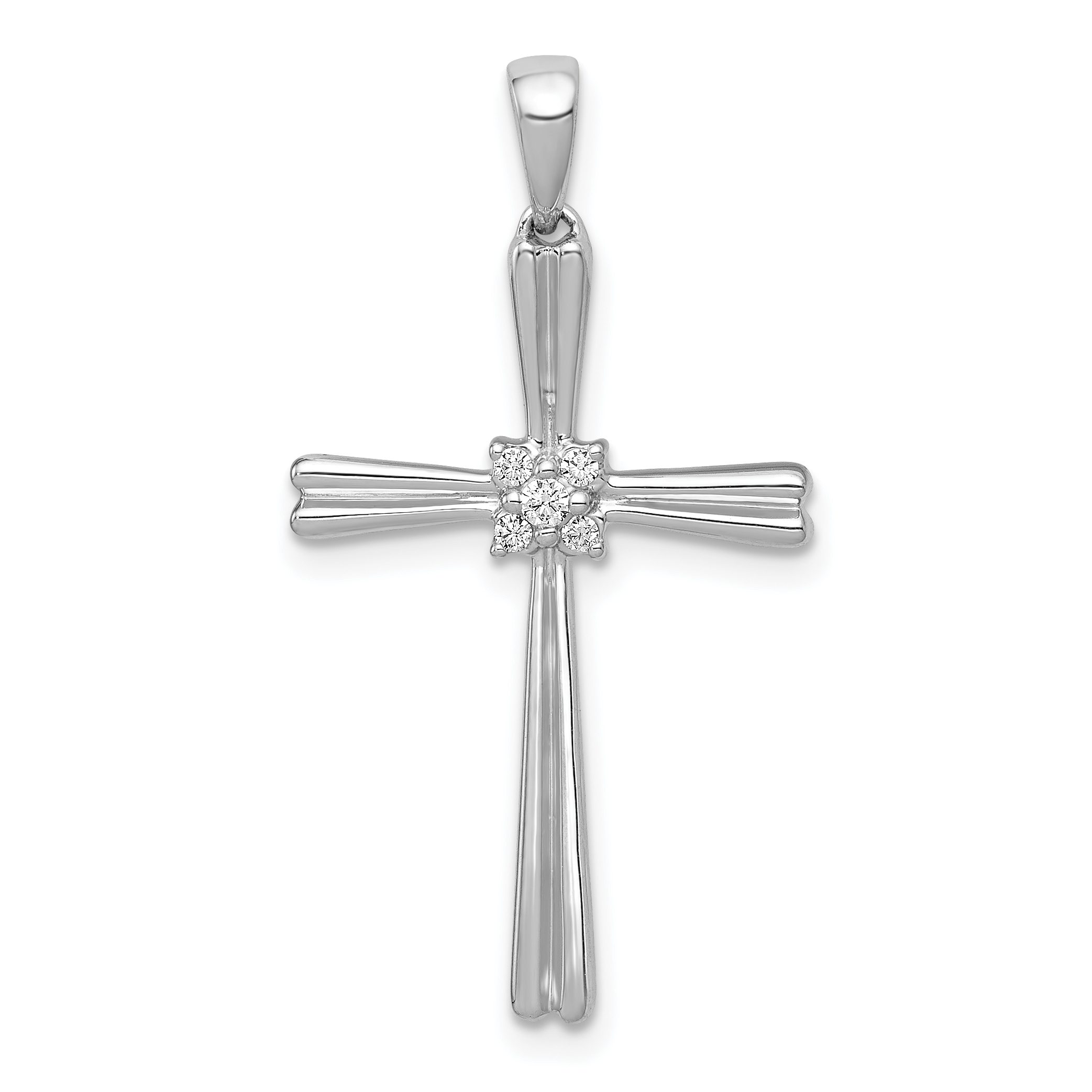 14k White Gold 1/20ct. Diamond Cross Pendant (PM5036-006-WA)
