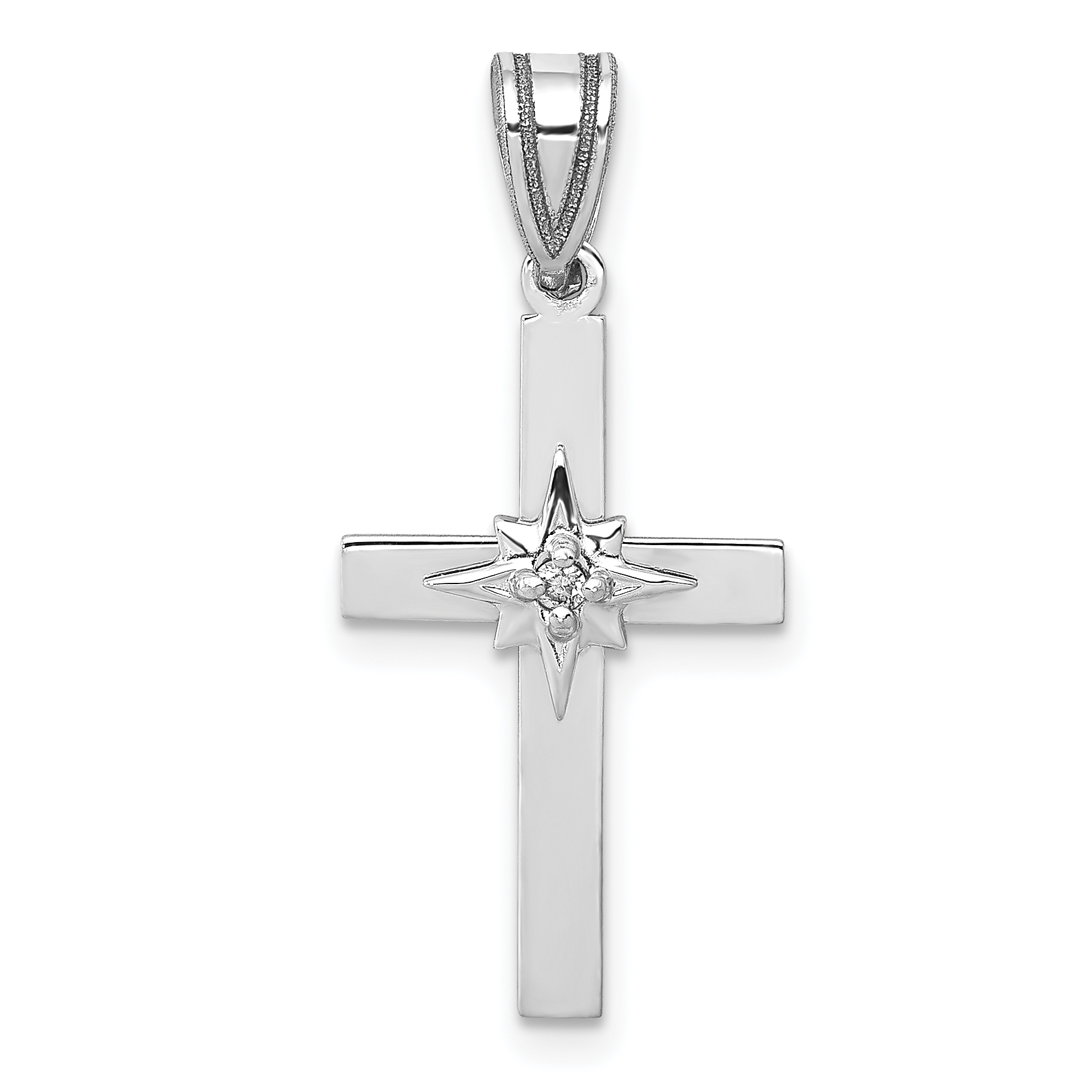 10k White Gold .01ct Diamond Cross Pendant (PM5037-001-1WA)