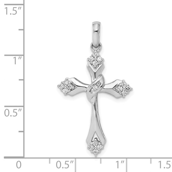 14k White Gold 1/5 carat Diamond Cross Pendant