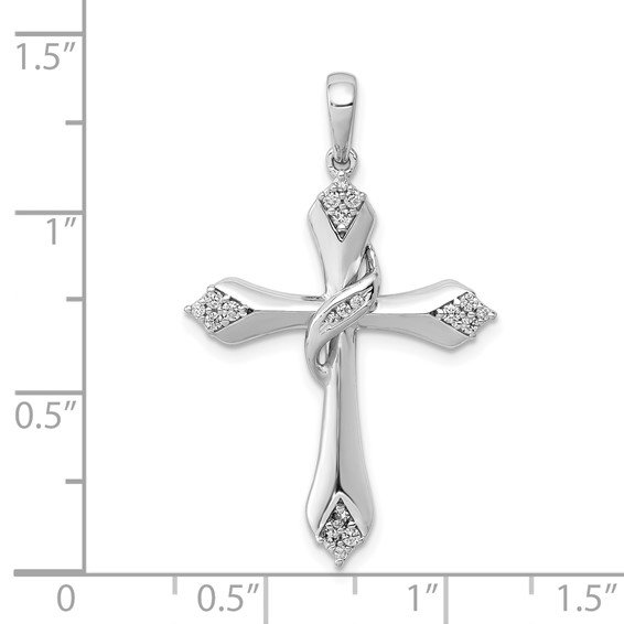 14k White Gold 1/6 carat Diamond Cross Pendant