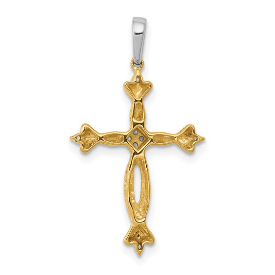 14k Two-Tone 1/20 carat Diamond Cross Pendant