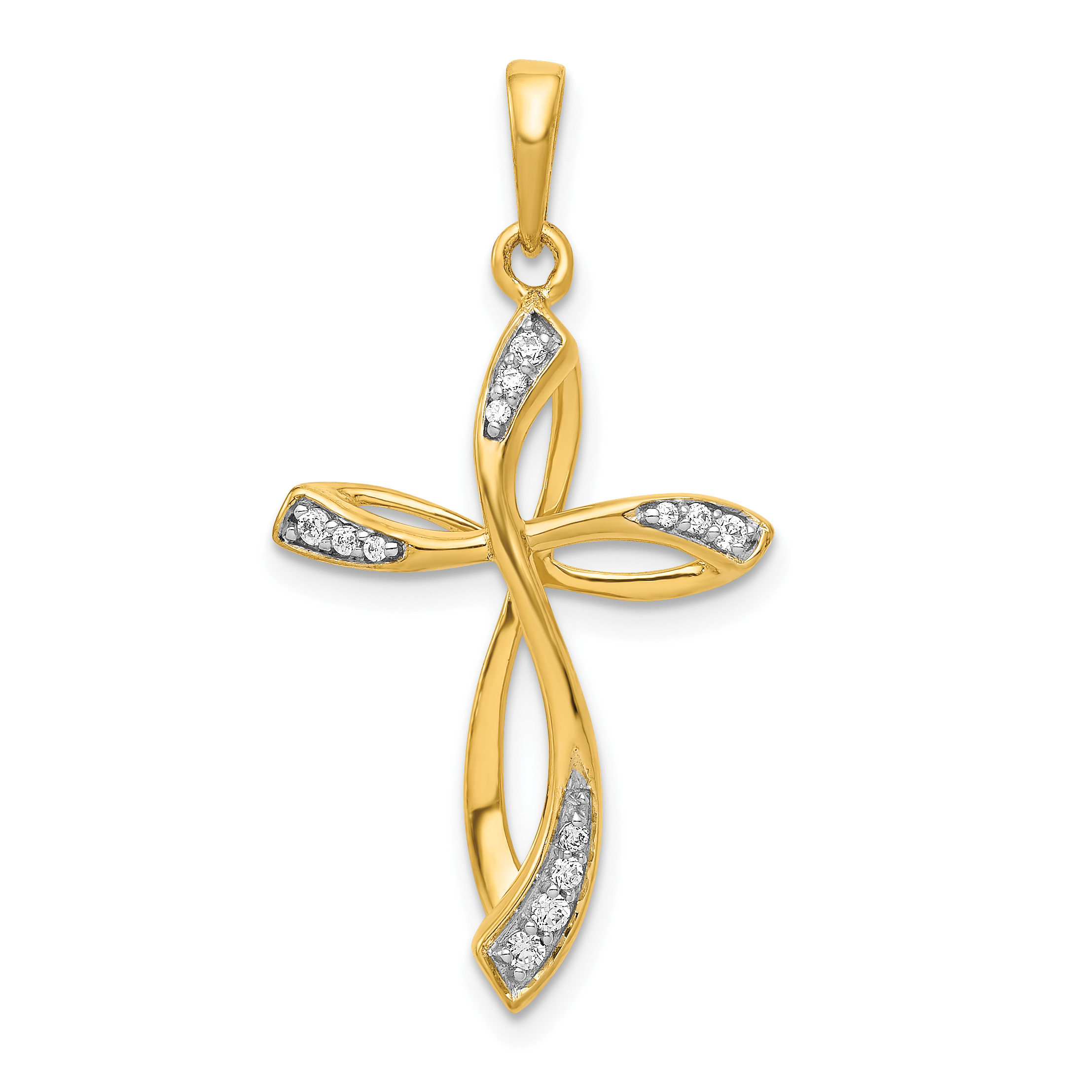 10K 1/10ct. Diamond Cross Pendant (PM5046-010-1YA)