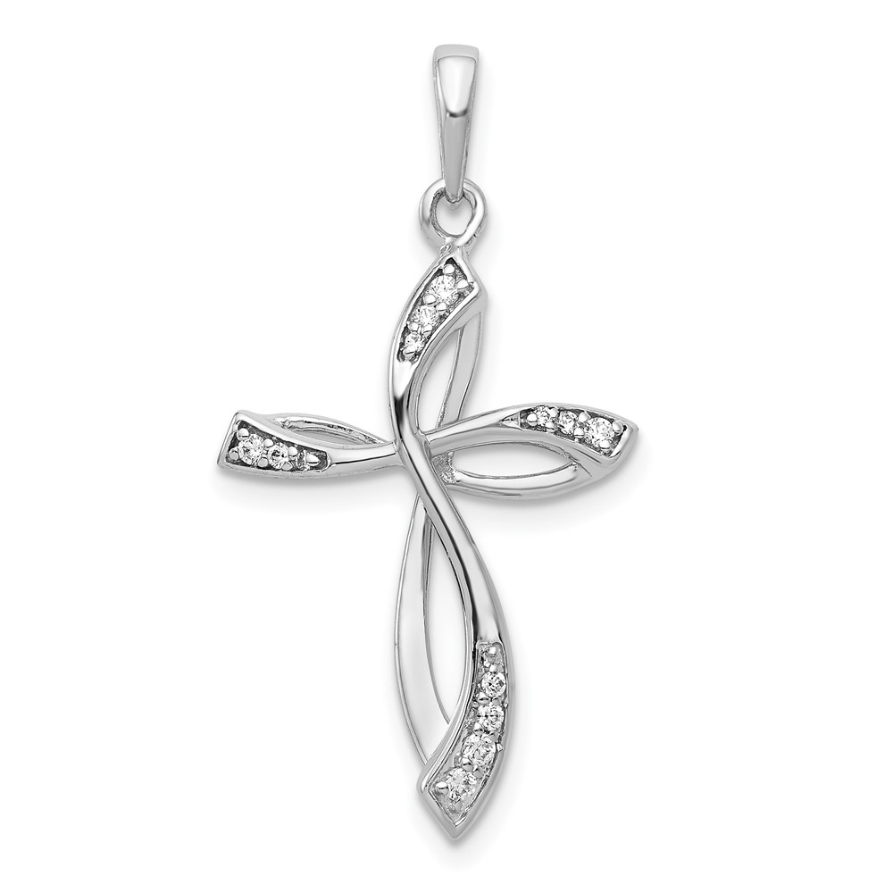 14K White Gold 0.07 Carat Lab Grown Diamond VS SI+ G+ Complete Cross Pendant