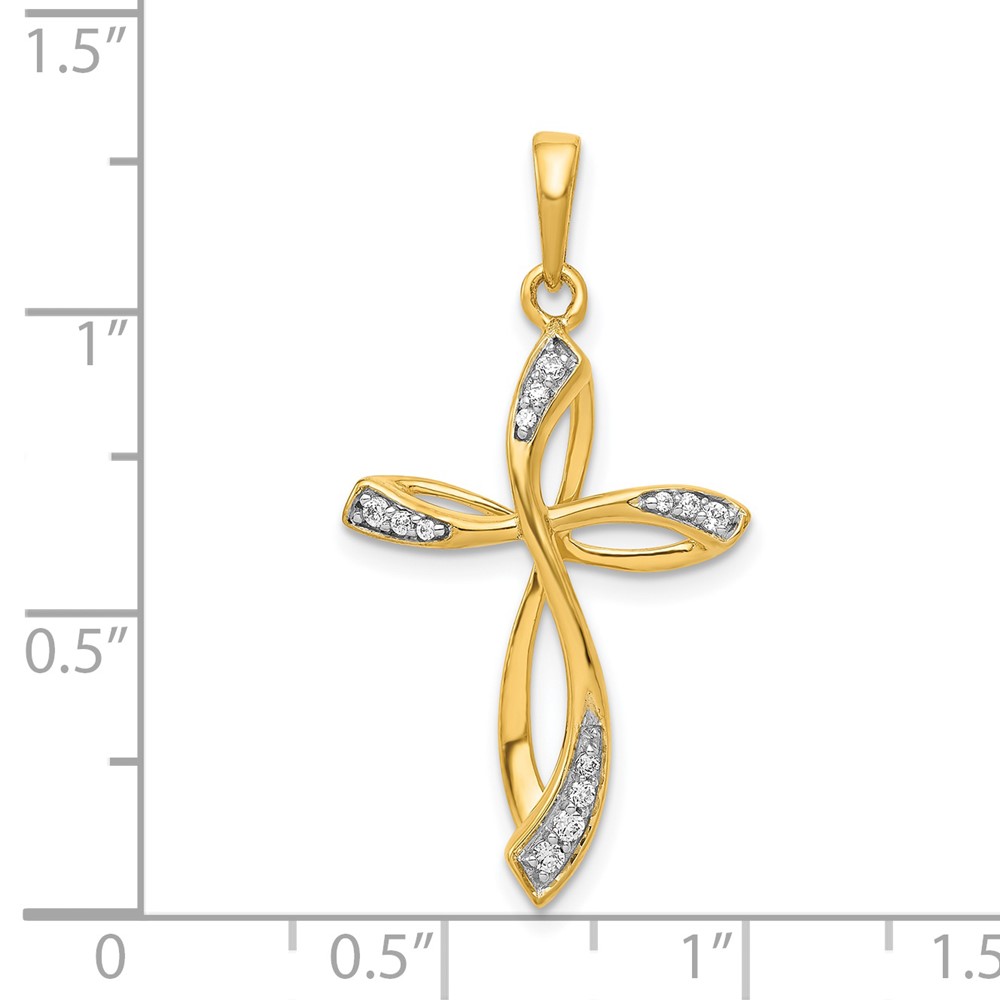 14k 1/10ct. Diamond Cross Pendant (PM5046-010-YA)