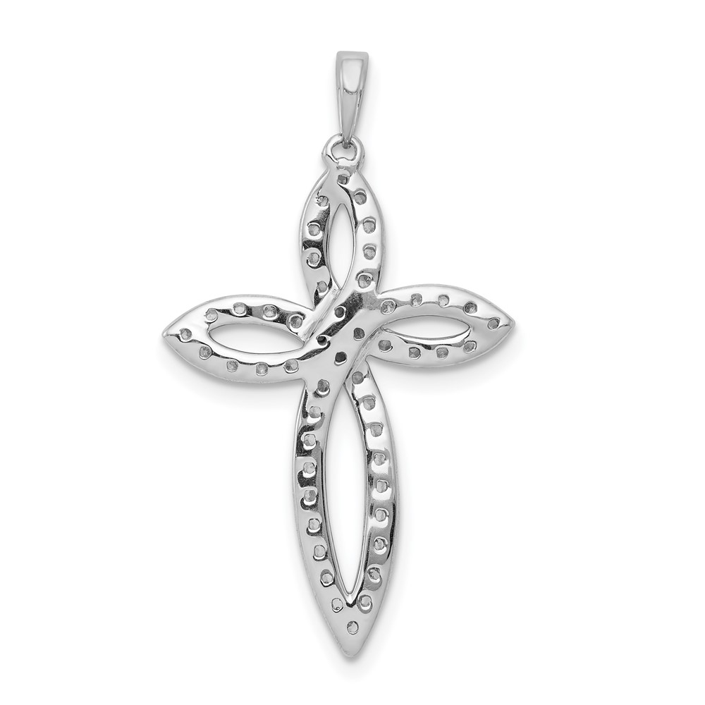 14k White Gold 1/2 carat Lab Grown Diamond VS/SI+ G+ Complete Cross Pendant (PM5048-050-WLG)