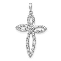 14K White Gold 0.50 Carat Lab Grown Diamond VS SI+ G+ Complete Cross Pendant view 1
