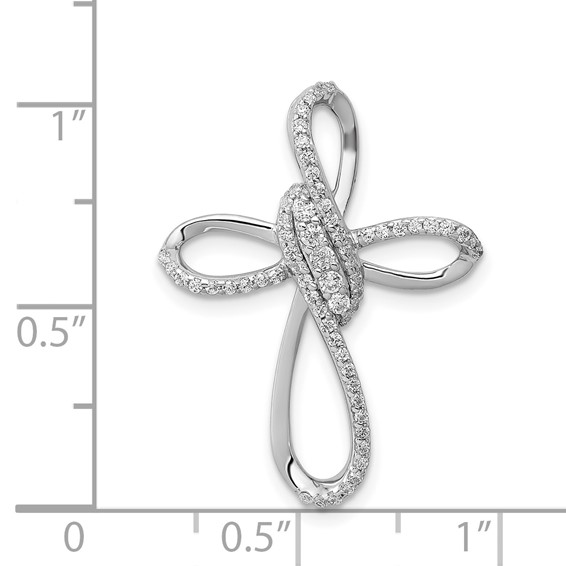 14k White Gold 1/3 carat Diamond Cross Omega Slide