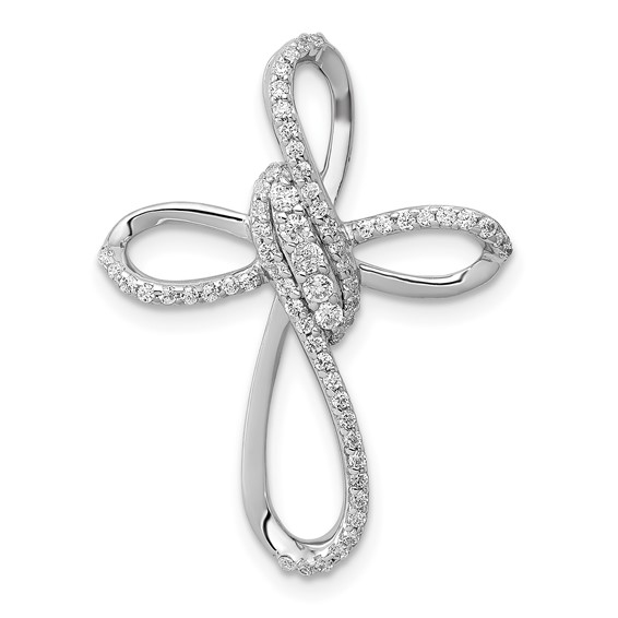 14k White Gold 1/3 carat Diamond Cross Omega Slide