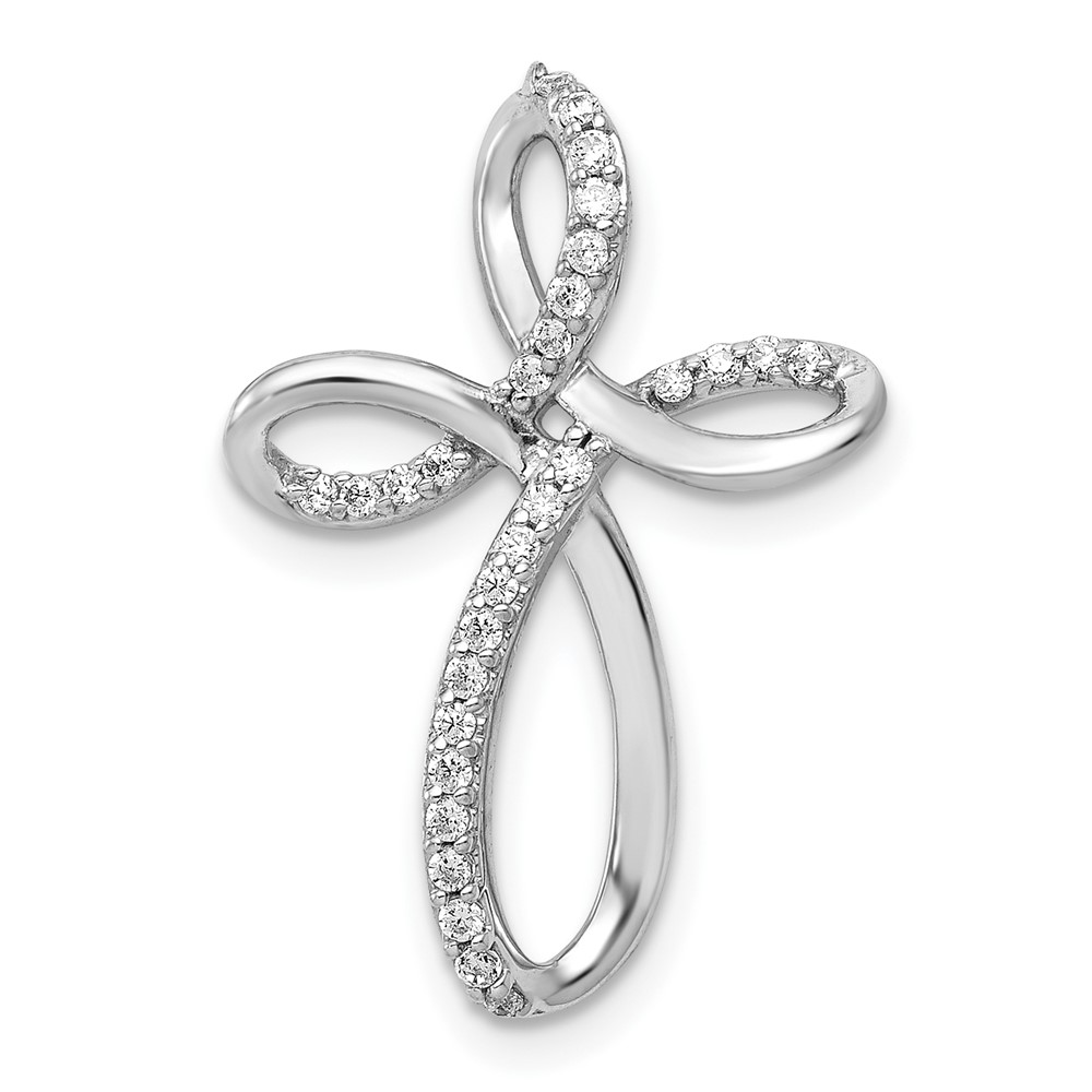 10K White Gold 1/6ct. Diamond Cross Chain Slide (PM5051-016-1WA)