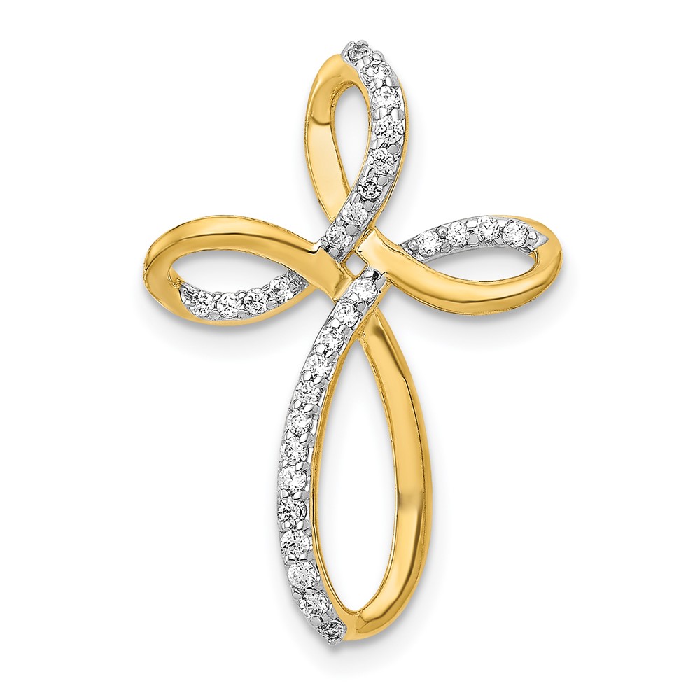 14k 1/6ct. Diamond Cross Chain Slide (PM5051-016-YA)