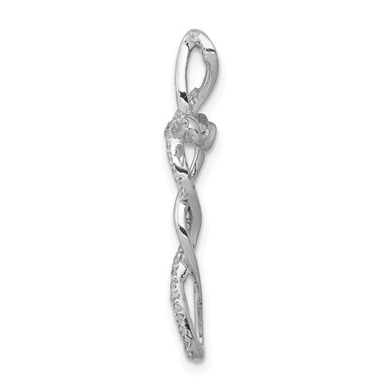 14k White Gold 1/6 carat Diamond Twisted Cross Chain Slide