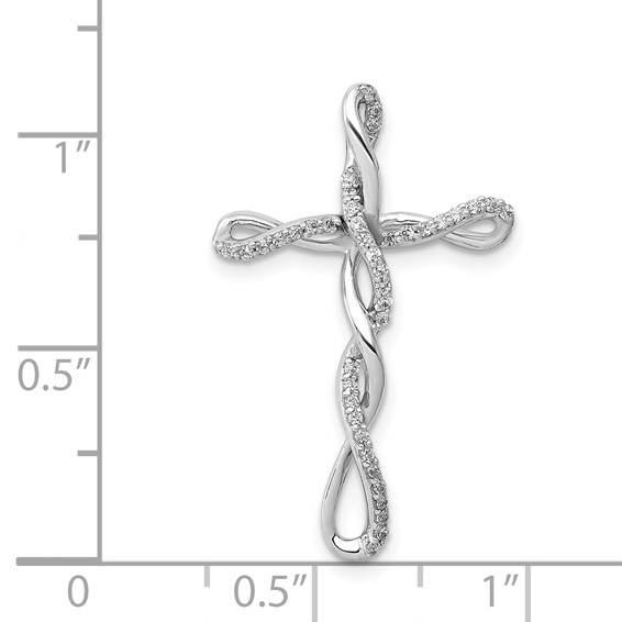 14k White Gold 1/6 carat Diamond Twisted Cross Chain Slide