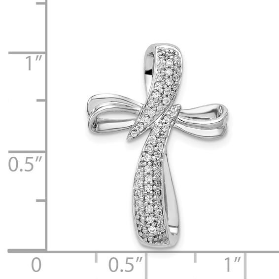 14k White Gold 1/4 carat Diamond Cross Chain Slide