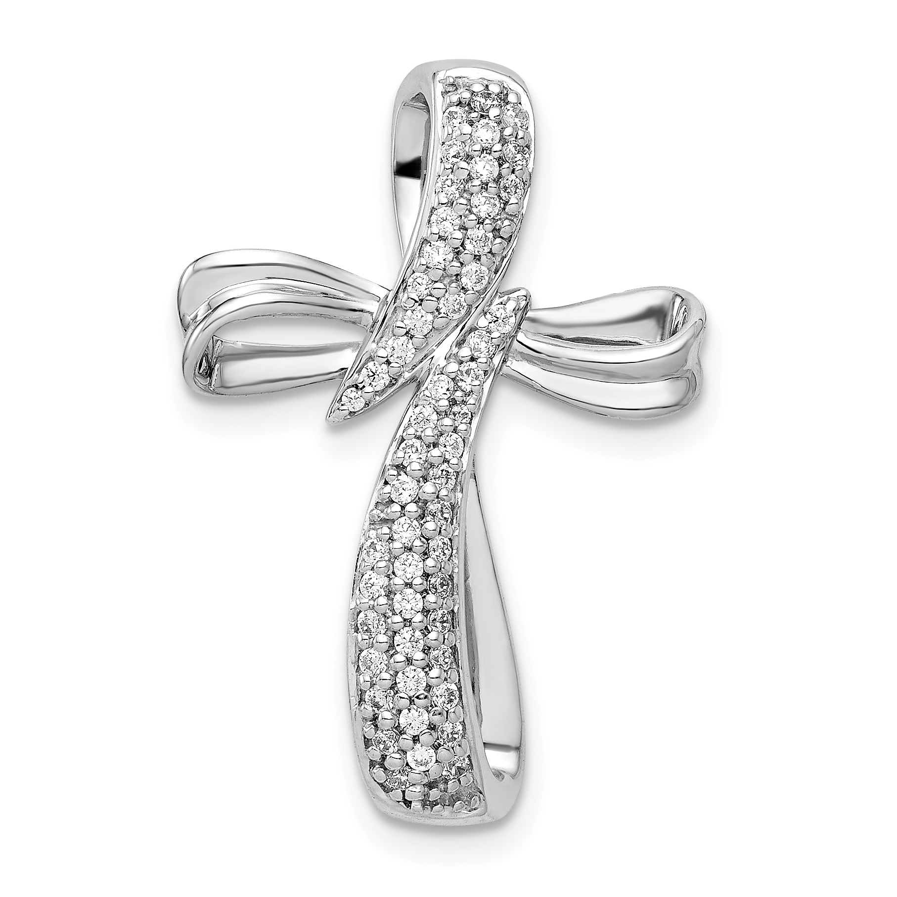14k White Gold 1/4ct. Diamond Cross Chain Slide (PM5053-025-WA)