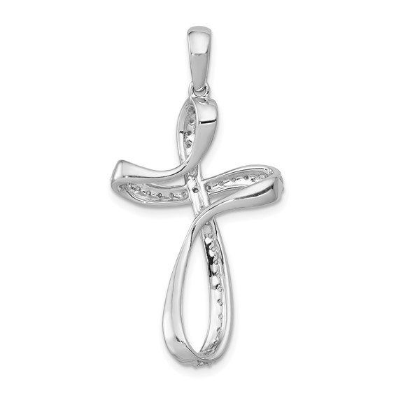14k White Gold 1/5 carat Diamond Cross Pendant