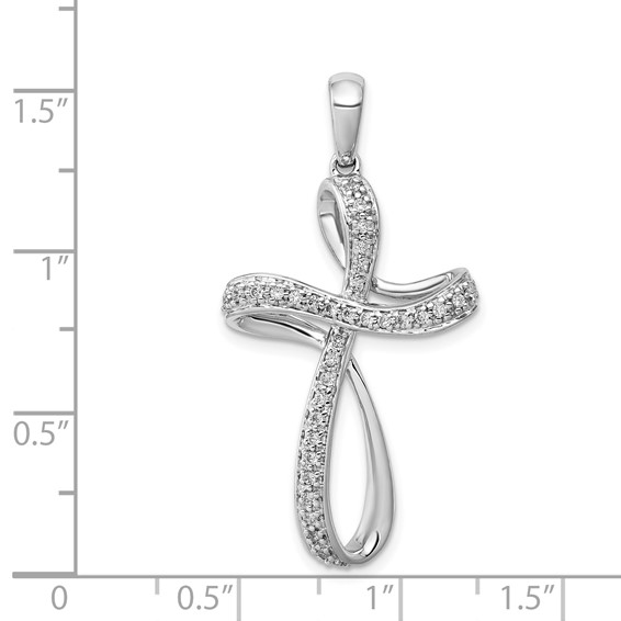 14k White Gold 1/5 carat Diamond Cross Pendant