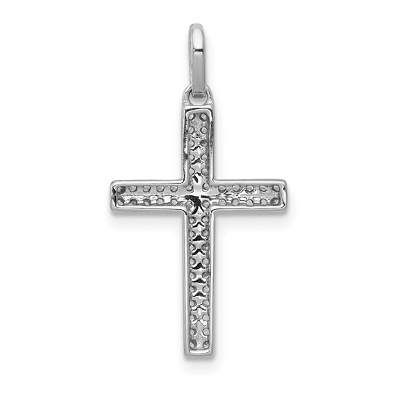 14k White Gold 1/6 carat Diamond Cross Pendant
