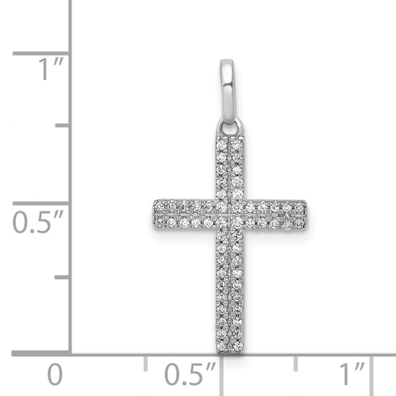 14k White Gold 1/6 carat Diamond Cross Pendant