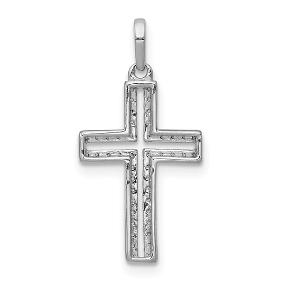 14k White Gold 1/8 carat Diamond Cross Pendant