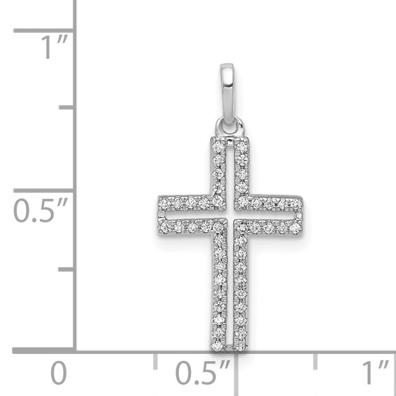 14k White Gold 1/8 carat Diamond Cross Pendant
