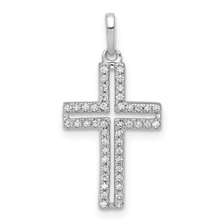 14k White Gold 1/8 carat Diamond Cross Pendant