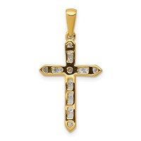 14K Yellow Gold 0.25 Carat Lab Grown Diamond VS SI+ G+ Complete Cross Pendant view 3