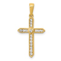 14K Yellow Gold 0.25 Carat Lab Grown Diamond VS SI+ G+ Complete Cross Pendant view 1