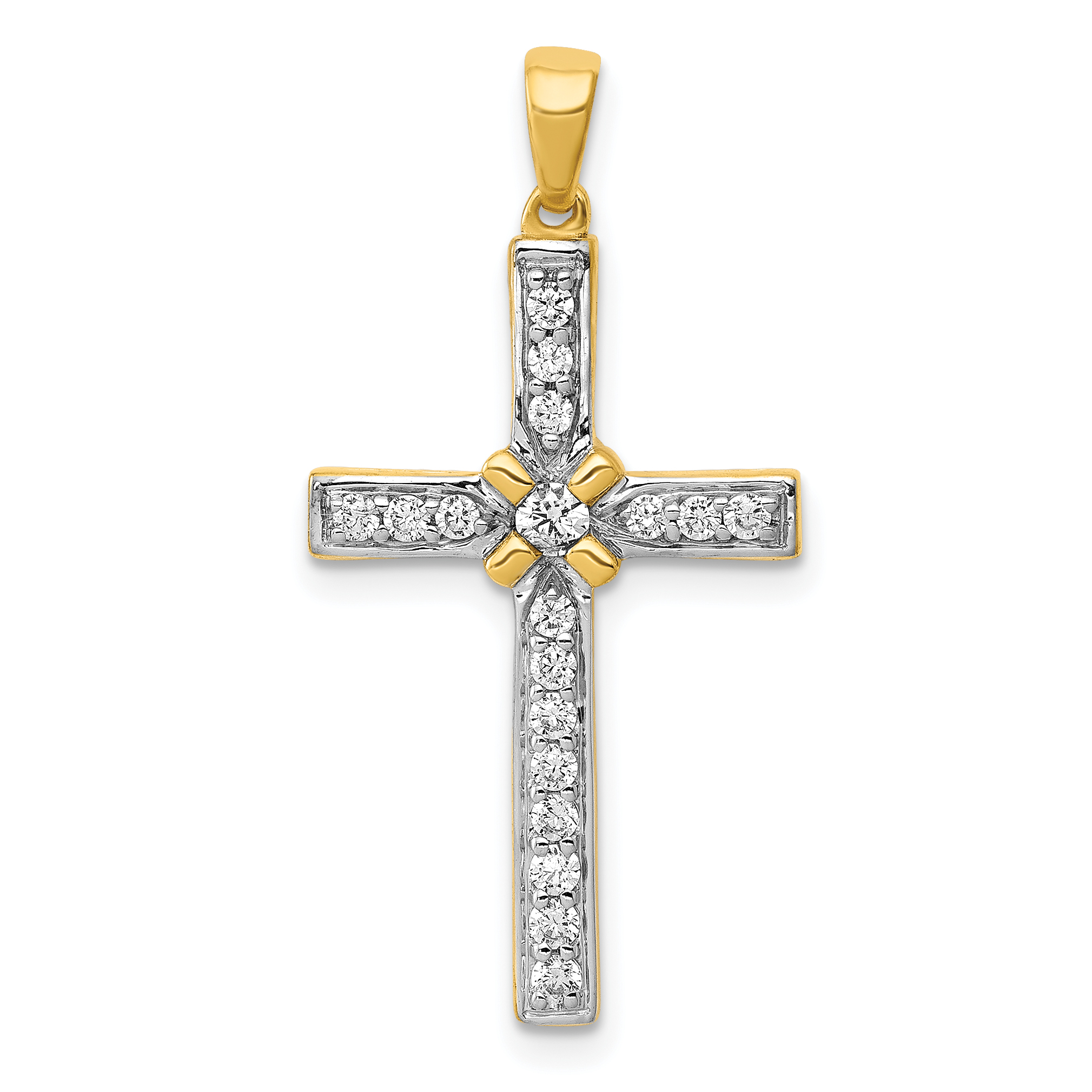 14k 1/3ct. Diamond Cross Pendant (PM5062-033-YA)