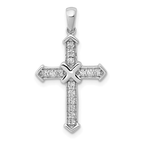 14k White Gold 1/6 carat Lab Grown Diamond VS/SI+ G+ Complete Cross Pendant