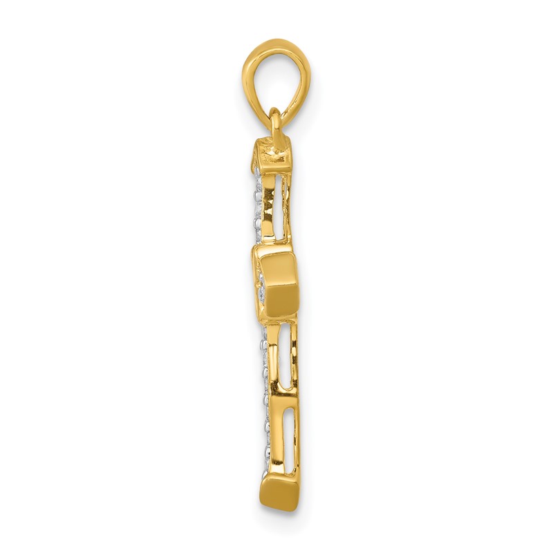14k 1/6 carat Lab Grown Diamond VS/SI+ G+ Complete Cross Pendant