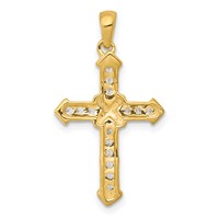 14K Yellow Gold 0.17 Carat Lab Grown Diamond VS SI+ G+ Complete Cross Pendant view 3
