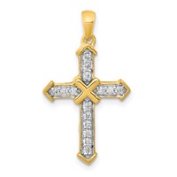 14K Yellow Gold 0.17 Carat Lab Grown Diamond VS SI+ G+ Complete Cross Pendant view 1