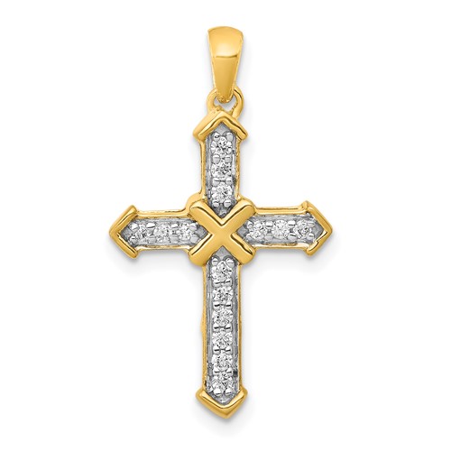 14K Yellow Gold 0.17 Carat Lab Grown Diamond VS SI+ G+ Complete Cross Pendant