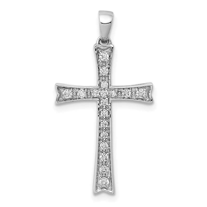14k White Gold 1/5 carat Lab Grown Diamond VS/SI+ G+ Complete Cross Pendant