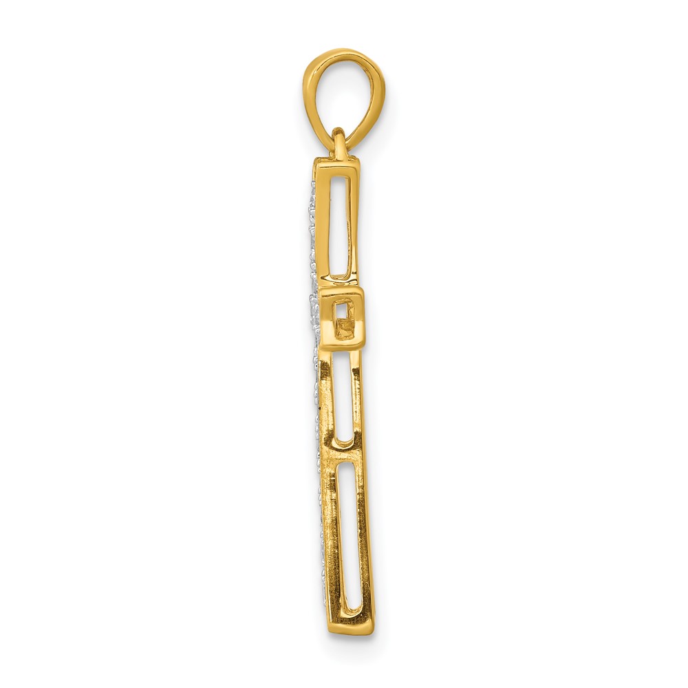 14k 1/5 carat Lab Grown Diamond VS/SI+ G+ Complete Cross Pendant (PM5065-020-YLG)