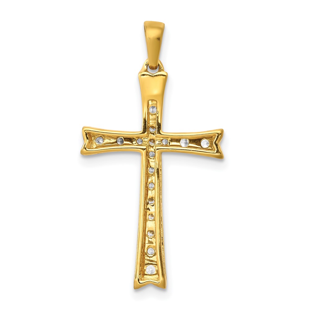 14k 1/5 carat Lab Grown Diamond VS/SI+ G+ Complete Cross Pendant (PM5065-020-YLG)