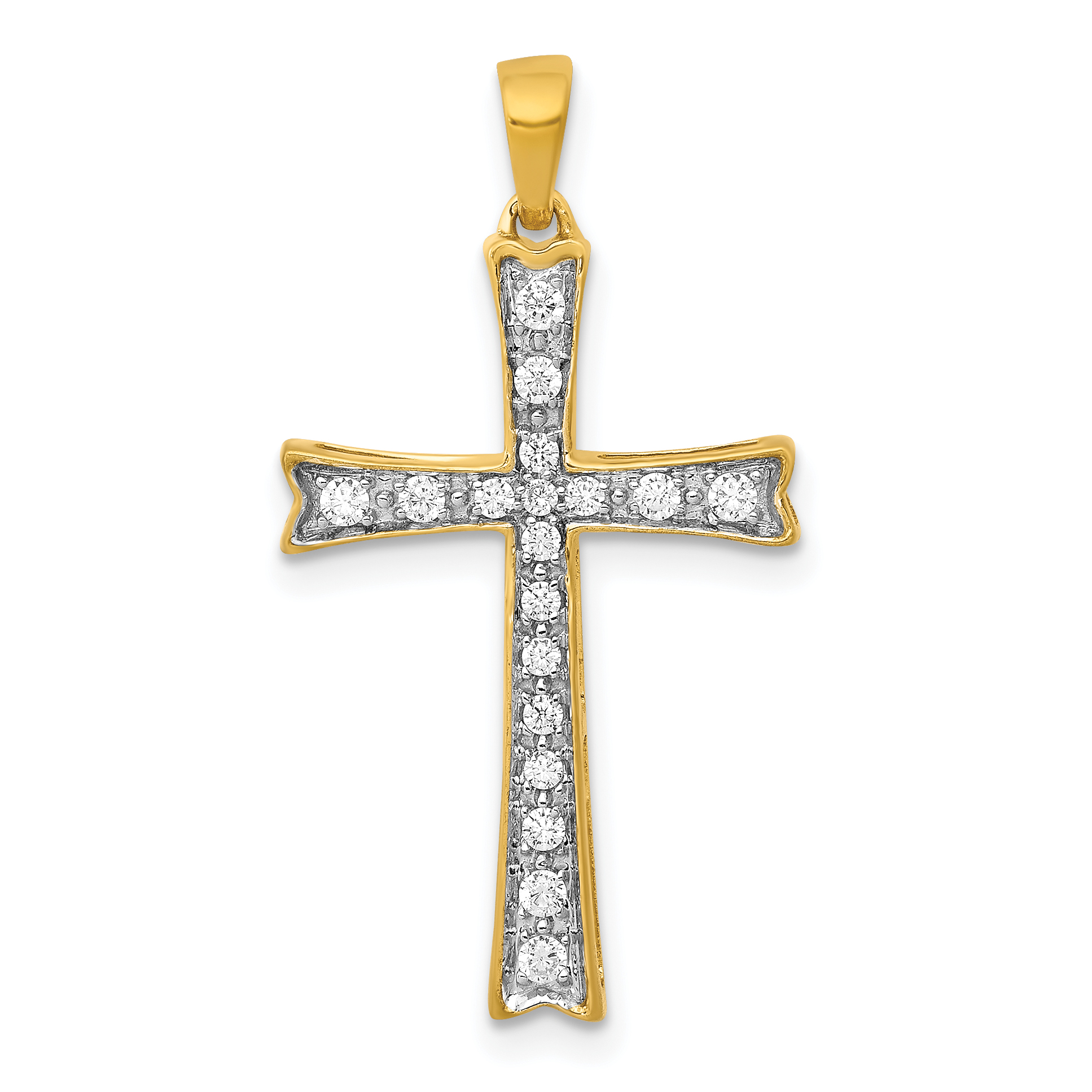 14k 1/5 carat Lab Grown Diamond VS/SI+ G+ Complete Cross Pendant (PM5065-020-YLG)