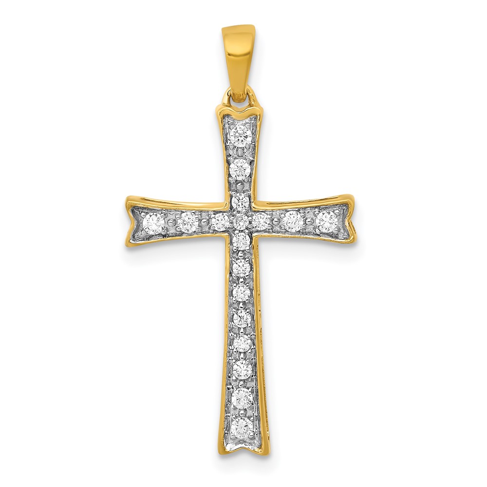 14k 1/5 carat Lab Grown Diamond VS/SI+ G+ Complete Cross Pendant (PM5065-020-YLG)